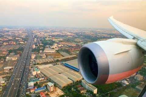 Oman Air 787-8 STUNNING Sunset Landing in Bangkok | Engine View