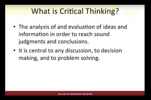 Webinar: Critical Thinking and Problem Solving