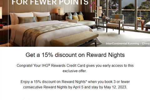 IHG cardholders: Get 15% off award stays of 3 nights or less