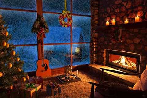 Cozy Winter Ambience - Crackling Fireplace, Blizzard Sounds, Snow Fall & Howling Wind for..