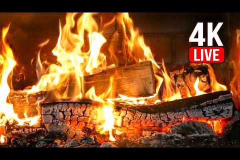 🔥 4K Real Fireplace Ambience (No Music 24/7). Fireplace with Burning Logs and Crackling Fire Sounds