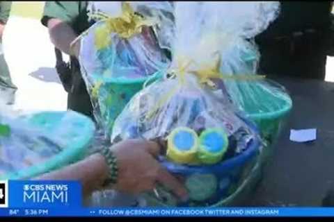 Arresting hunger in Pompano Beach, BSO distributes Easter baskets, boxes of food