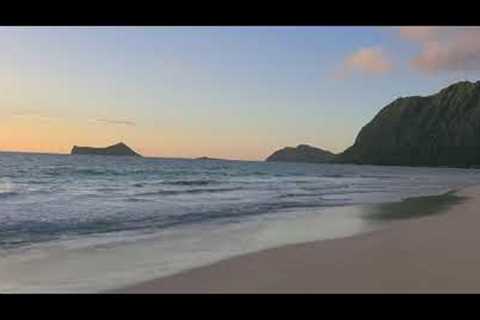 Sunrise at Waimanalo Bay Beach on a beautiful June morning in Hawaii on the island of Oahu