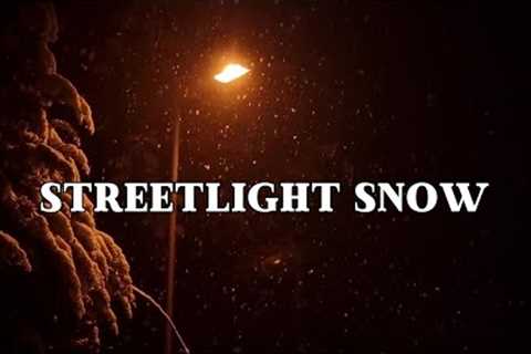 STREETLIGHT SNOW With DARK Orange GLOW | LIGHT Steady SNOWFALL | CALMING SNOWSTORM For RELAXATION