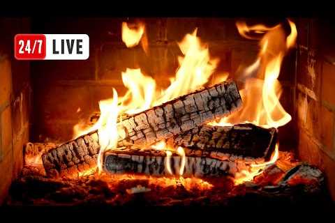 🔥 4K Cozy Fireplace (LIVE 24/7). Autumn Fireplace Ambience. Fireplace with Crackling Fire Sound
