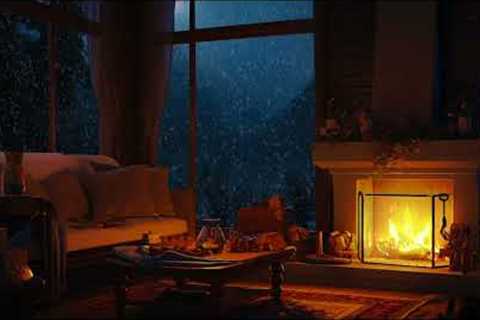 Snowstorm, Howling Wind, Fireplace Sounds for Sleep, Study, Relaxation | Cold winter wonderland