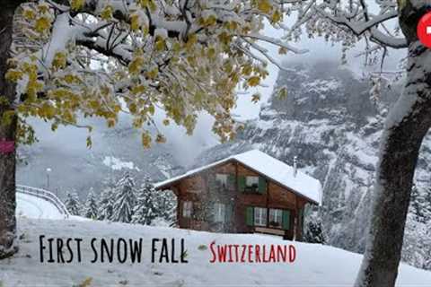 Winter in Switzerland - First snowfall Mürren Gimmelwald Schilthorn