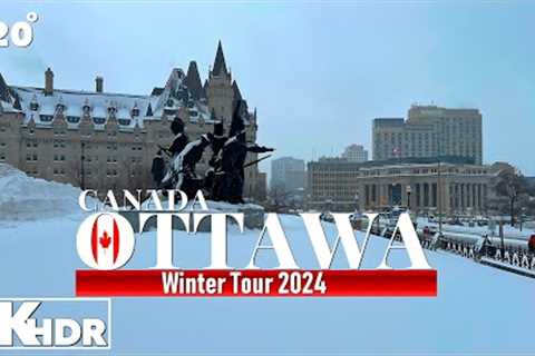 Ottawa Canada 🇨🇦 Snow Storm Winter 2024 Downtown Walking Tour in 4K UHD (HDR) 60 fps