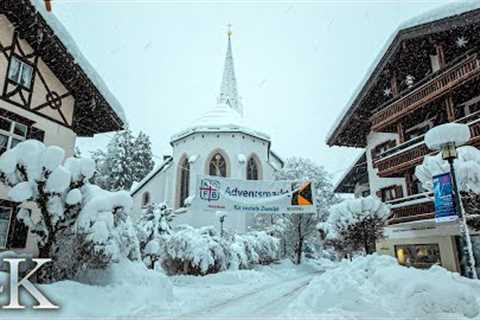 Scenic Snowfall Over Oberstdorf, Oberallgäu- Germany, Peaceful Winter Walk in the Alps, ASMR 4K